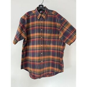 Vintage Tommy Hilfiger Shirt Men’s Large Button Down Plaid Warm Colors